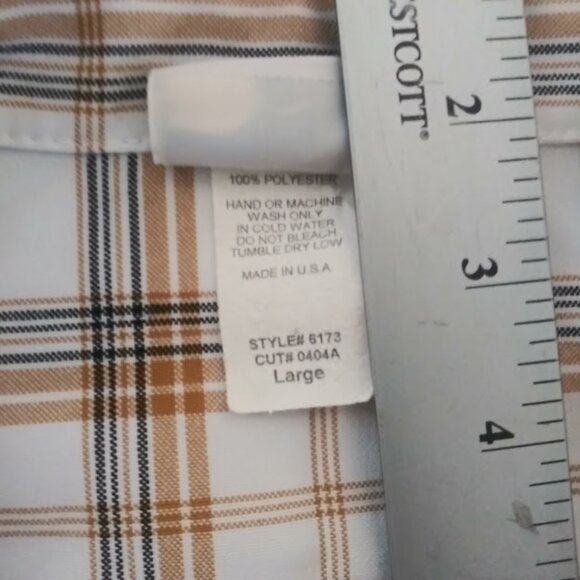 Oso Brand Men's size Large white, brown and black plaid print top - Picture 13 of 13